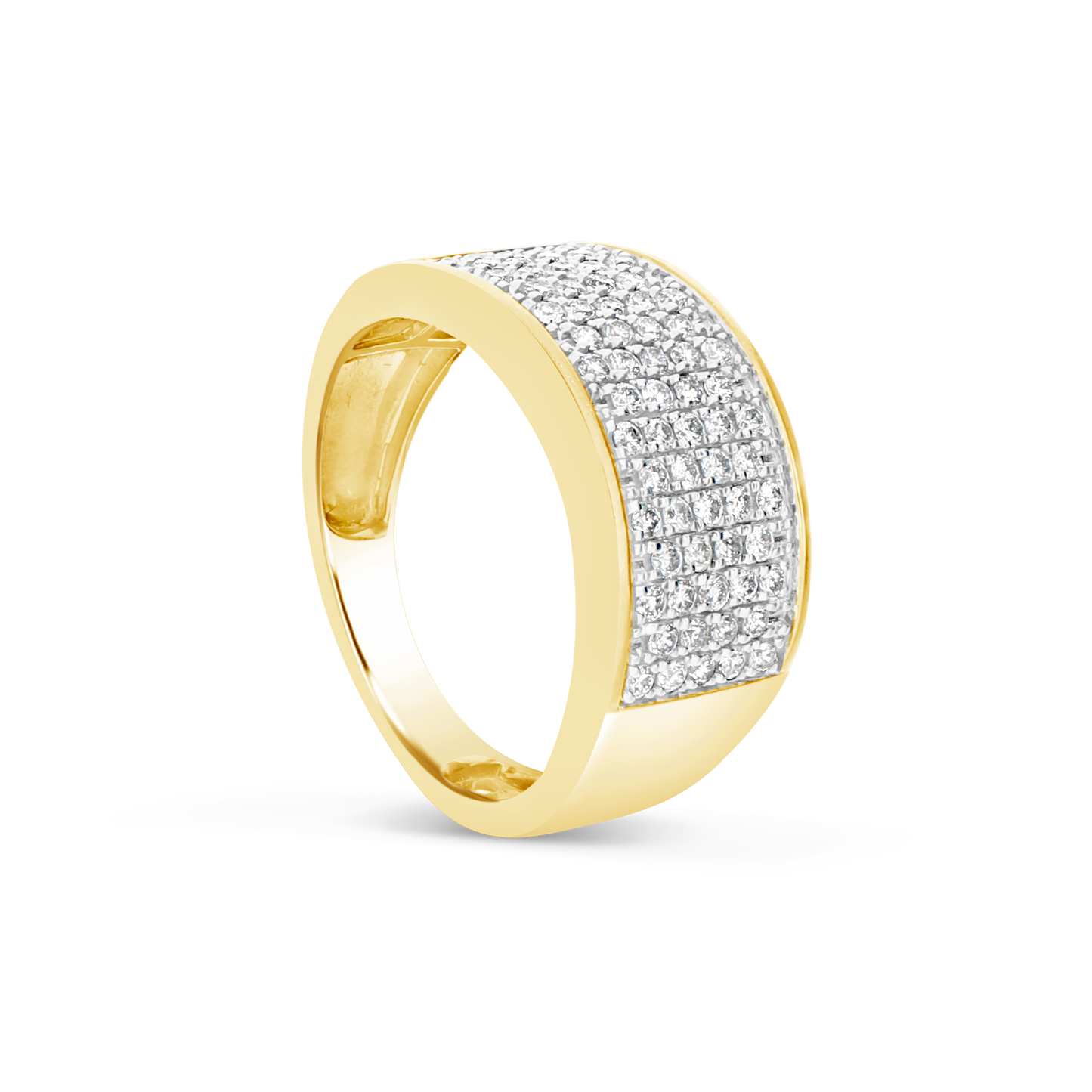 Mens Diamond Ring .84 CTW Round Cut 10K Yellow Gold