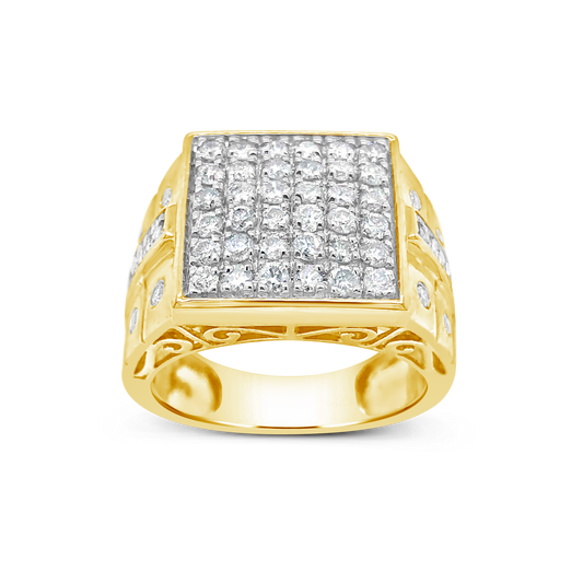 Diamond Ring 1.48 CTW Round Cut 10K Yellow Gold