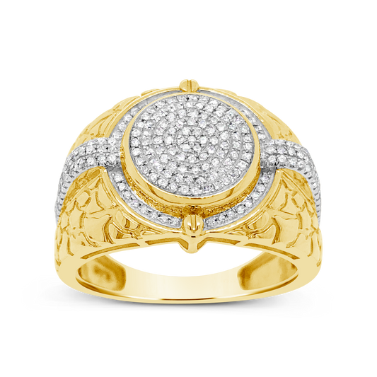 Diamond Nugget Ring .48 CTW Round Cut 10K Yellow Gold