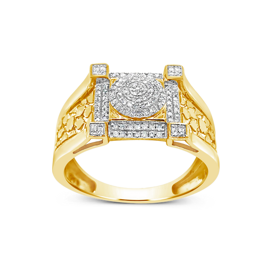Diamond Nugget Ring .24 CTW Round Cut 10K Yellow Gold