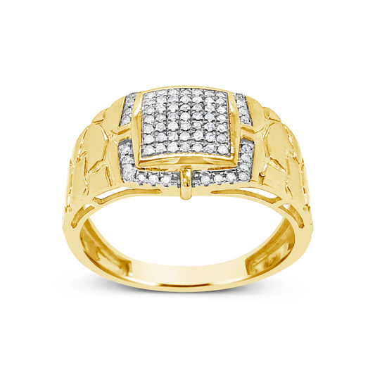 Diamond Nugget Ring .24 CTW Round Cut 10K Yellow Gold
