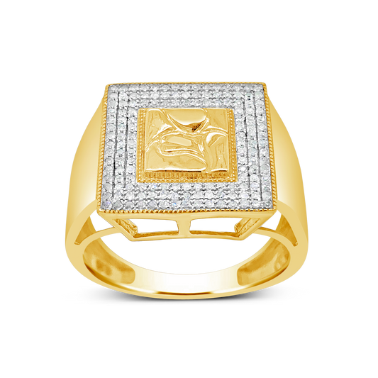 Diamond Nugget Ring .35 CTW Round Cut 10K Yellow Gold