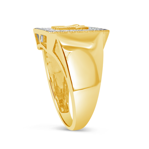 Diamond Nugget Ring .35 CTW Round Cut 10K Yellow Gold