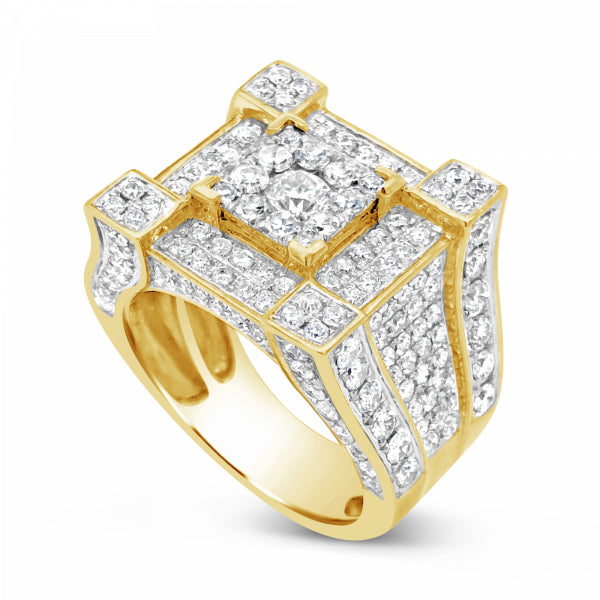 Diamond Ring 3.64 CTW Round Cut 10K Yellow Gold