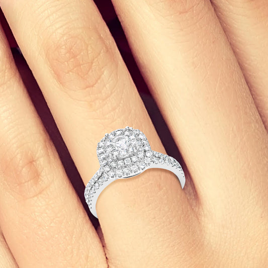 Diamond Engagement Ring .97 CTW Round Cut 14K White Gold