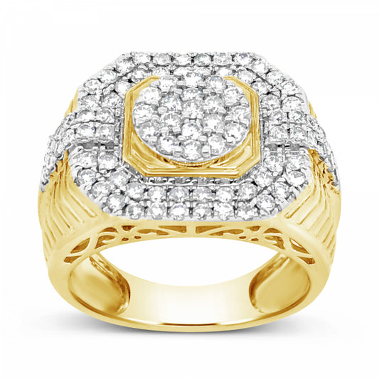 Diamond Ring 1.55 CTW Round Cut 10K Yellow Gold