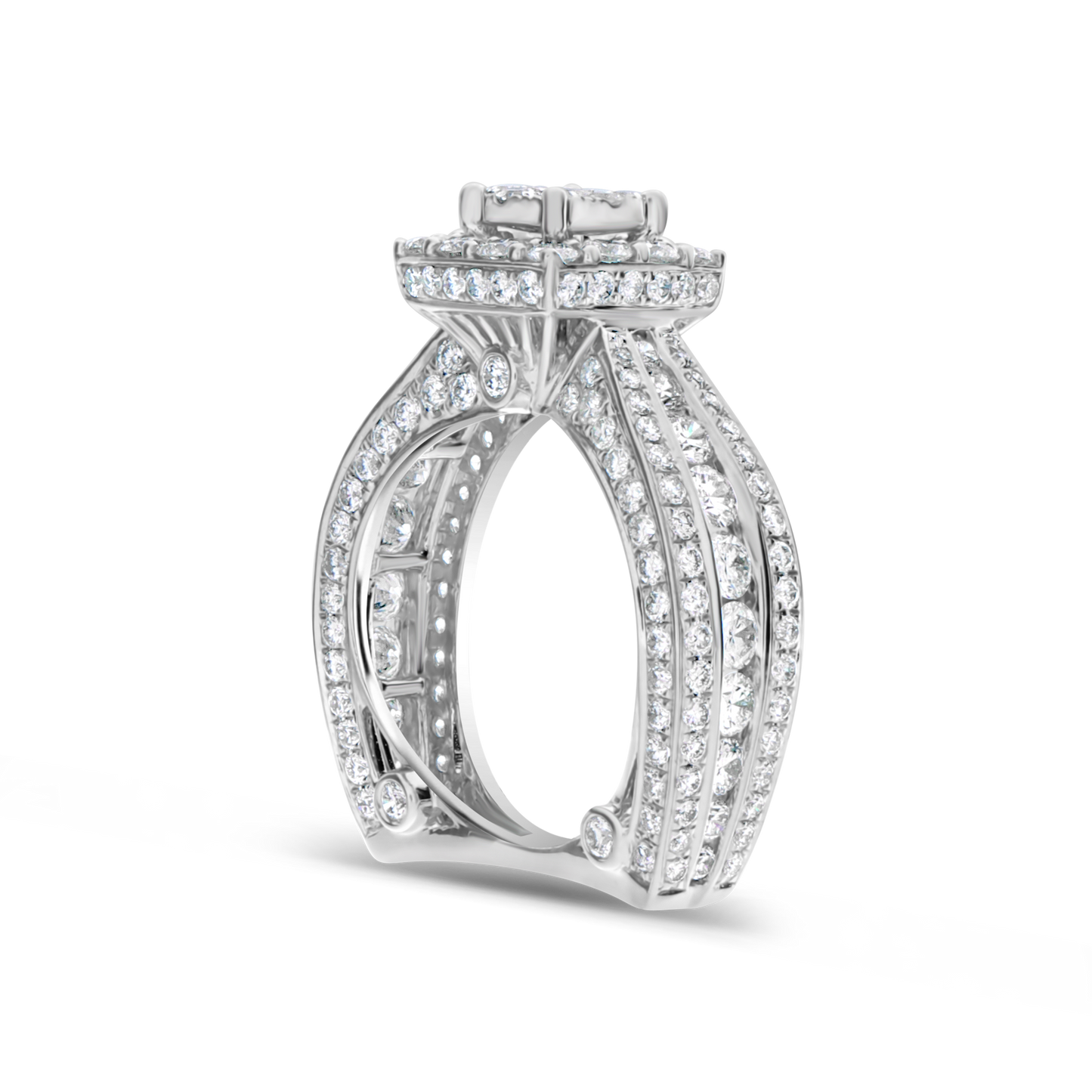 Diamond Halo Engagement Ring 3.60 CTW Round Cut 14K White Gold