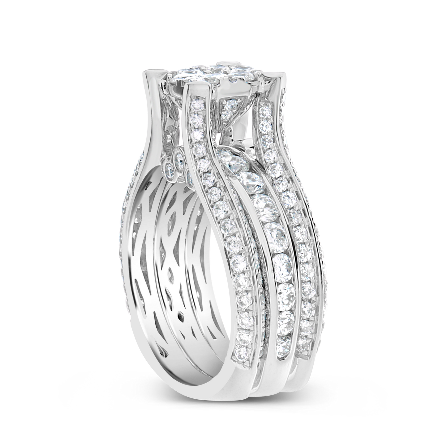 Diamond Engagement Ring 3.35 CTW Round Cut 14K White Gold