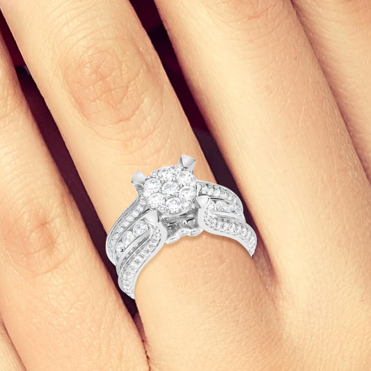 Diamond Engagement Ring 3.35 CTW Round Cut 14K White Gold