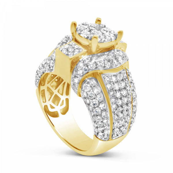 Diamond Ring 4.16 CTW Round Cut 10K Yellow Gold