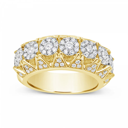 Diamond Ring 1.58 CTW Round Cut 10K Yellow Gold