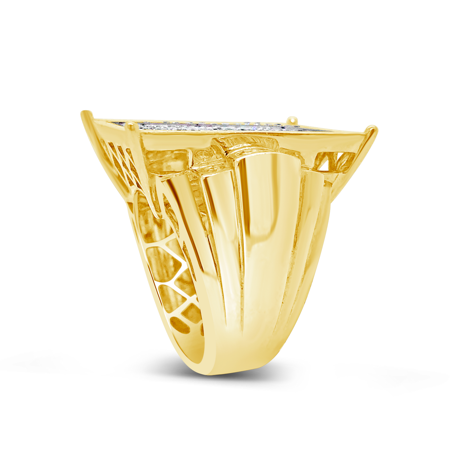 Diamond Ring 3.50 CTW Princess Cut w/ Baguettes & Round Cut 14K Yellow Gold