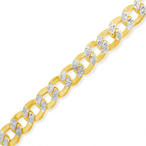 10K Yellow Gold Hollow Pave Two Tone 22" Cuban Link Chain