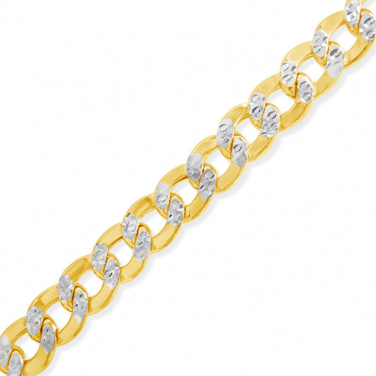 10K Yellow Gold Hollow  Pave Two Tone 22" Cuban Link Chain
