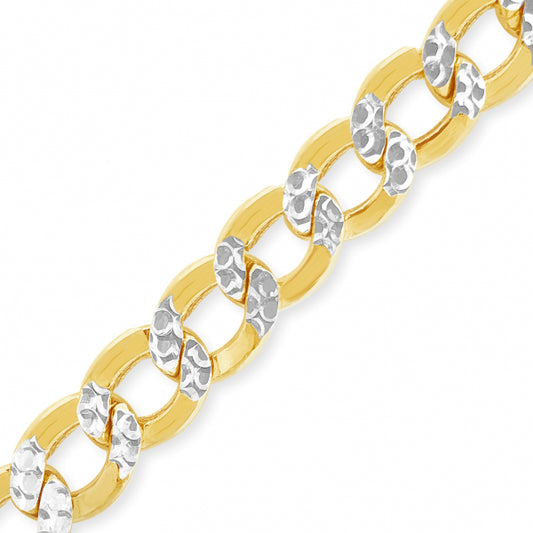10K Yellow Gold Hollow  Pave Two Tone 22" Cuban Link Chain