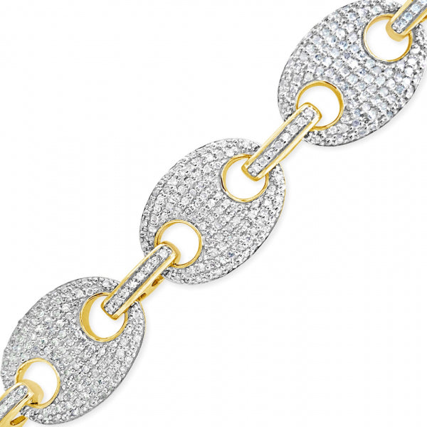 10K Solid Yellow Gold Designer 13.17 CTW Round Cut Diamond Gucci Chain