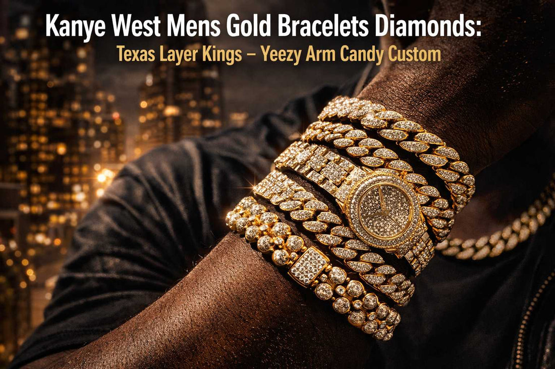 Kanye West Mens Gold Bracelets Diamonds: Texas Layer Kings – Yeezy Arm Candy Custom