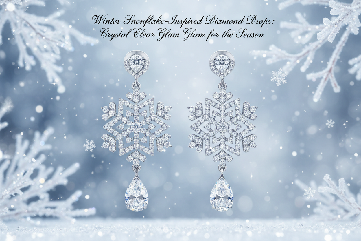 Winter Snowflake-Inspired Diamond Drops: Crystal Clear Glam for the Season