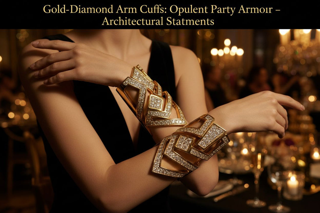 Gold-Diamond Arm Cuffs: Opulent Party Armour – Architectural Statements