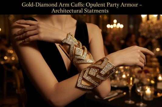 Gold-Diamond Arm Cuffs: Opulent Party Armour – Architectural Statements
