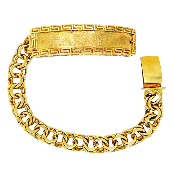 CHINO LINK BRACELET WITH GREEK KEY BORDER ON PLATE ED005280