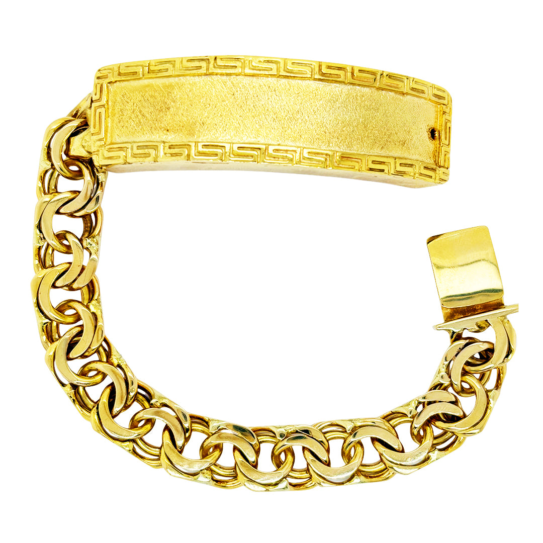 CHINO LINK BRACELET WITH GREEK KEY BORDER ON PLATE 72.60 GM