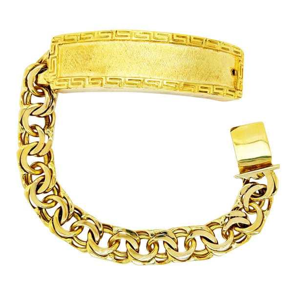 CHINO LINK BRACELET WITH GREEK KEY BORDER ON PLATE ED07260