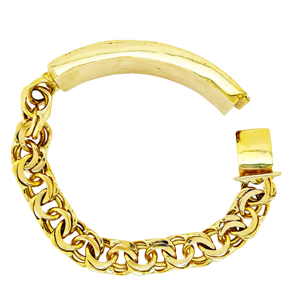CHINO LINK BRACELET WITH GREEK KEY BORDER ON PLATE ED07260