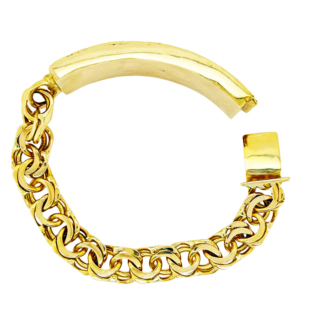 CHINO LINK BRACELET WITH GREEK KEY BORDER ON PLATE 72.60 GM