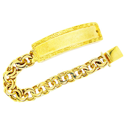 CHINO LINK BRACELET WITH GREEK KEY BORDER ON PLATE ED07260