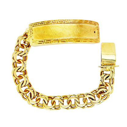 CHINO LINK BRACELET WITH GREEK KEY BORDER ON PLATE ED006690