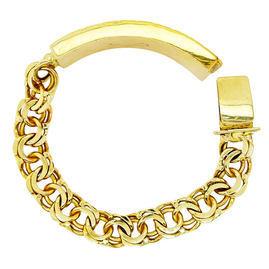 CHINO LINK BRACELET WITH GREEK KEY BORDER ON PLATE 66.90 GM