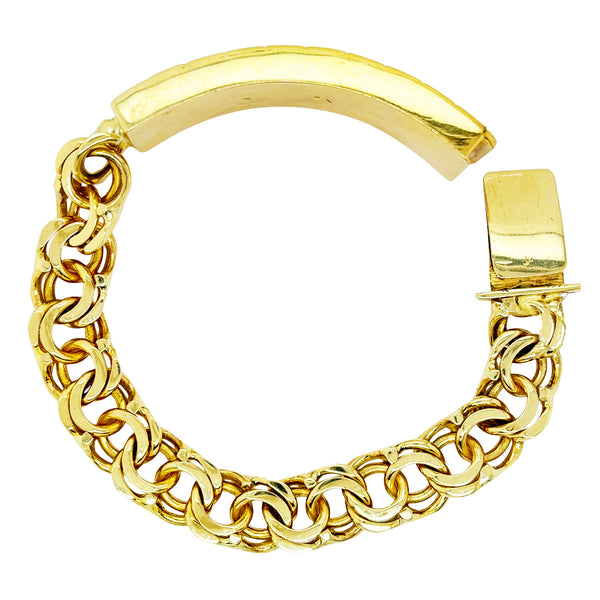 CHINO LINK BRACELET WITH GREEK KEY BORDER ON PLATE ED006690