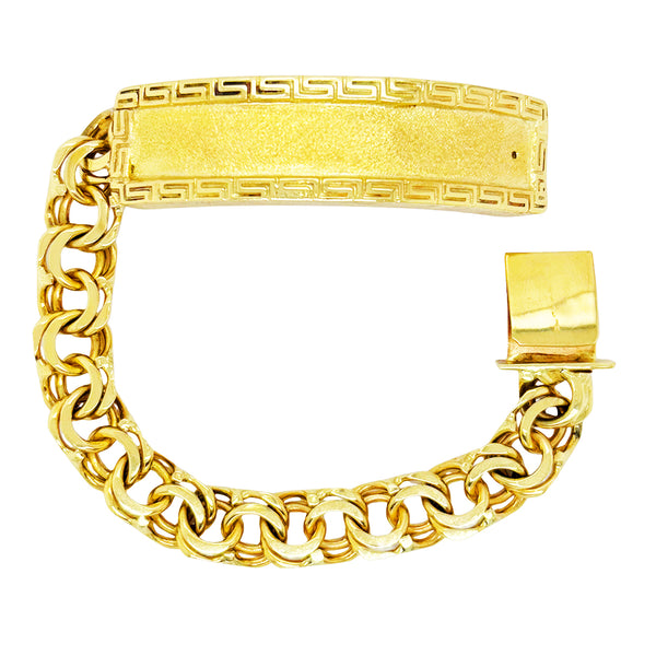 CHINO LINK BRACELET WITH GREEK KEY BORDER ON PLATE ED005960