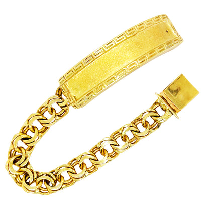 CHINO LINK BRACELET WITH GREEK KEY BORDER ON PLATE ED005960