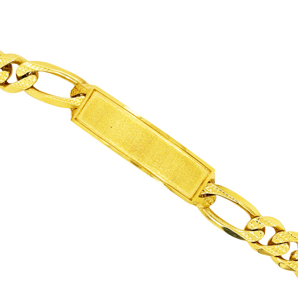 FIGARO BRACELET WITH DIAMOND CUT AND PLAIN PLATE ED04460
