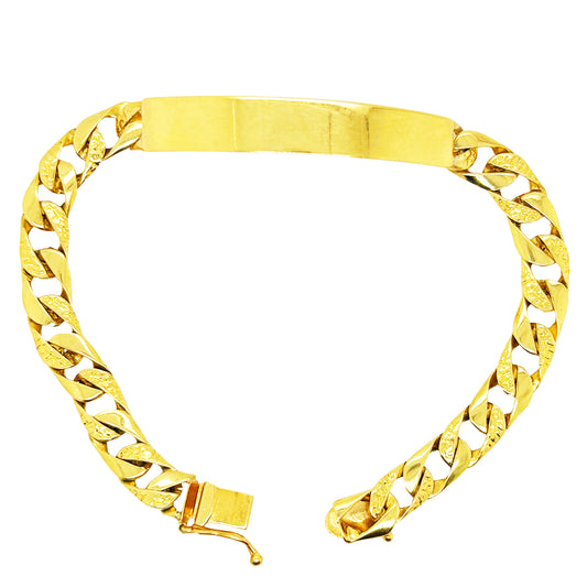 CUBAN BRACELET WITH NUGGET DESIGN AND PLAIN PLATE 15.10 GM