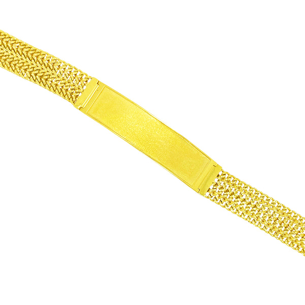 FOUR STRAND DIAMOND CUT CUBAN BRACELET WITH SATIN FINISH PLATE ED01390