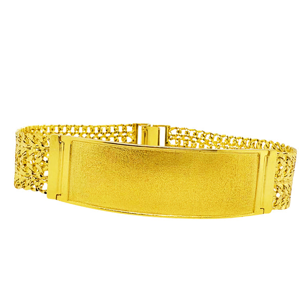 FOUR STRAND DIAMOND CUT CUBAN BRACELET WITH SATIN FINISH PLATE ED02350
