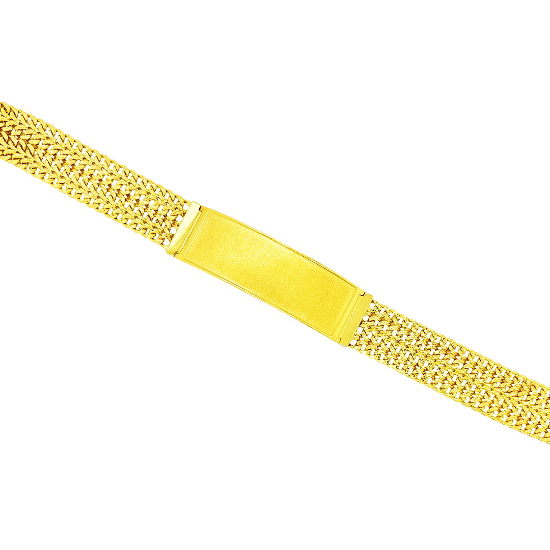 FOUR STRAND DIAMOND CUT CUBAN BRACELET WITH SATIN FINISH PLATE 23.50 GM