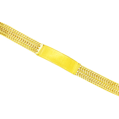 FOUR STRAND DIAMOND CUT CUBAN BRACELET WITH SATIN FINISH PLATE ED02350