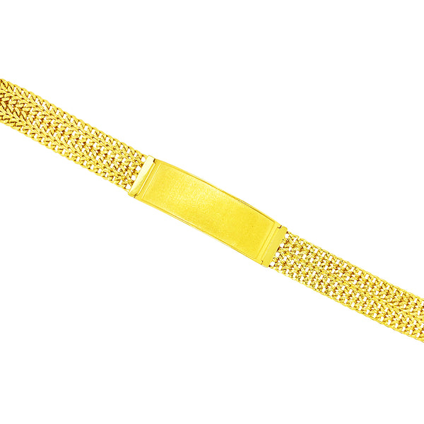 FOUR STRAND DIAMOND CUT CUBAN BRACELET WITH SATIN FINISH PLATE ED02350