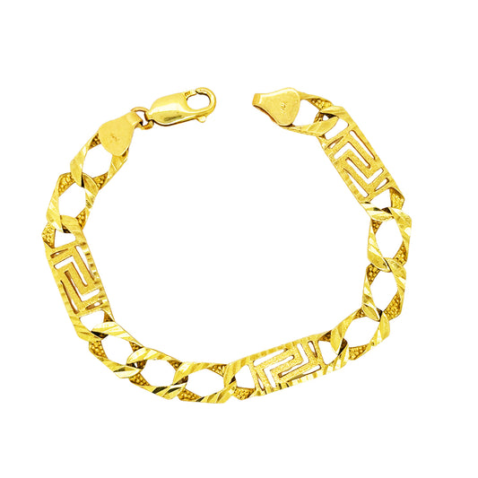 CUSTOM MADE CUBAN BRACELET WITH GREEK KEY DESIGN 9.40 GM