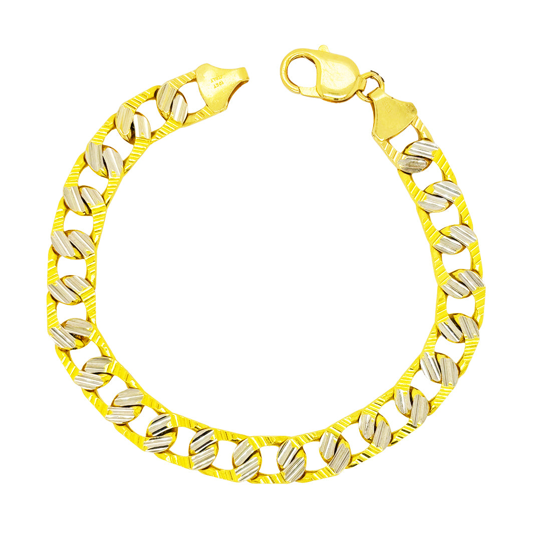 CUSTOM MADE CUBAN BRACELET TWO TONE WITH DIAMOND CUTS 25.10 GM