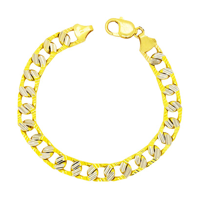 CUSTOM MADE CUBAN BRACELET TWO TONE WITH DIAMOND CUTS ED02510