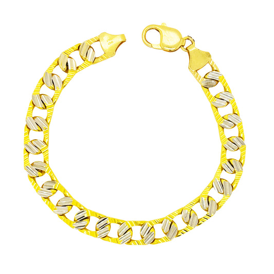 CUSTOM MADE CUBAN BRACELET TWO TONE WITH DIAMOND CUTS 25.10 GM