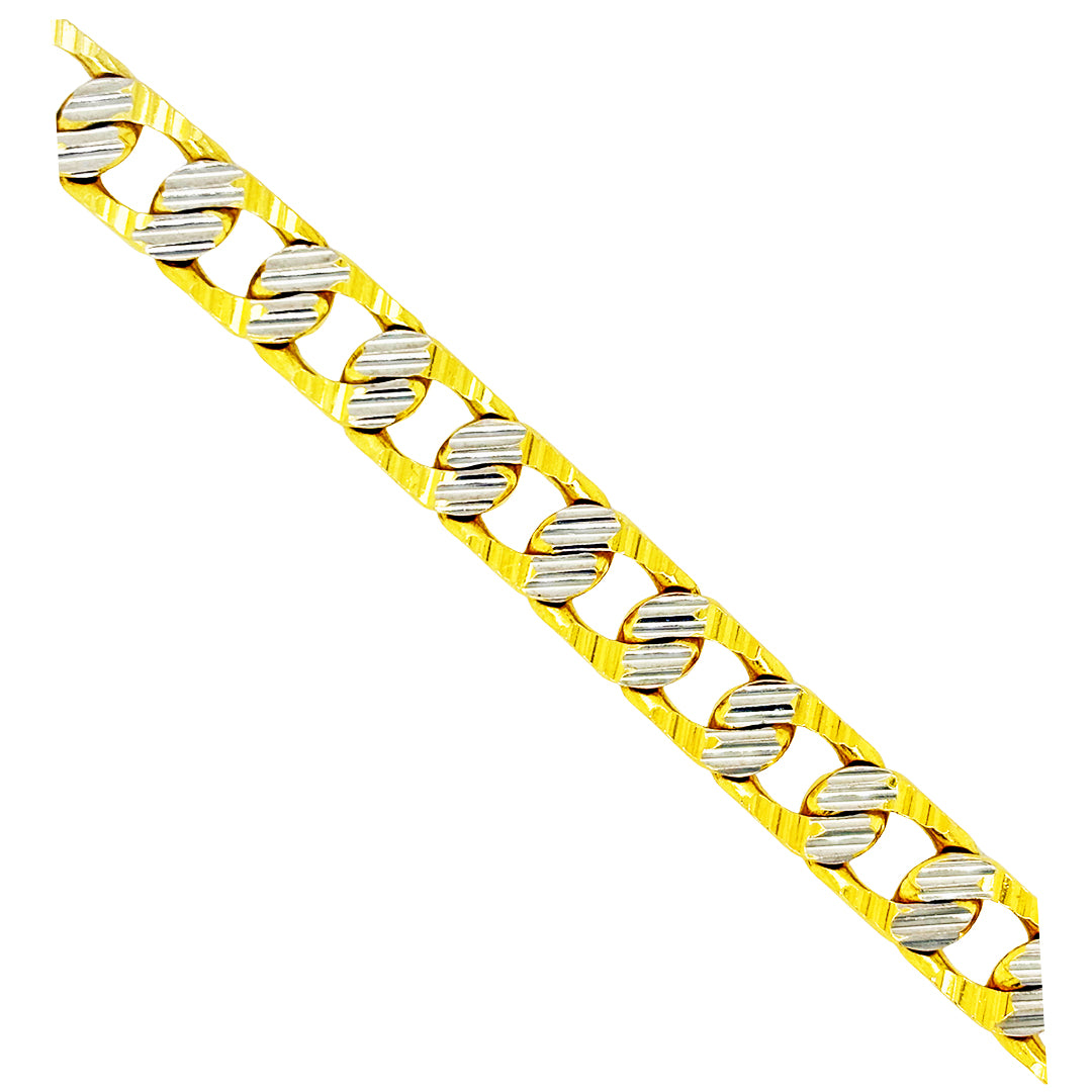 CUSTOM MADE CUBAN BRACELET TWO TONE WITH DIAMOND CUTS 25.10 GM