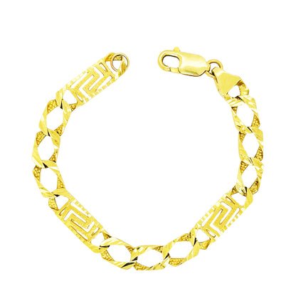 CUSTOM MADE CUBAN BRACELET WITH GREEK KEY DESIGN AND DIAMOND CUTS ED01130