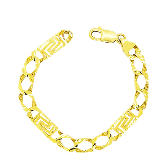 CUSTOM MADE CUBAN BRACELET WITH GREEK KEY DESIGN AND DIAMOND CUTS 11.30 GM