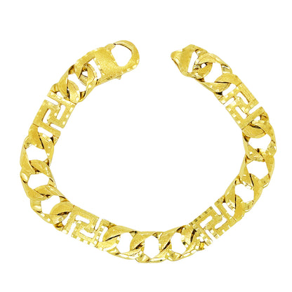 CUSTOM MADE CUBAN BRACELET WITH SATIN FINISH, DIAMOND CUT, AND GREEK KEY DESIGN ED03050